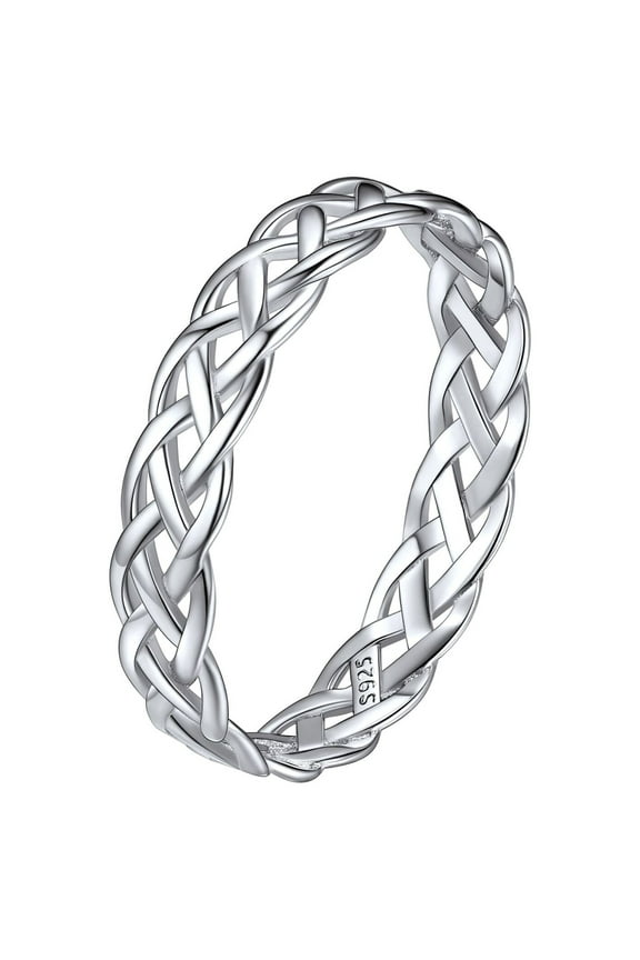 Stackable Sterling Silver 925 Celtic Knot Eternity Band Ring for Women