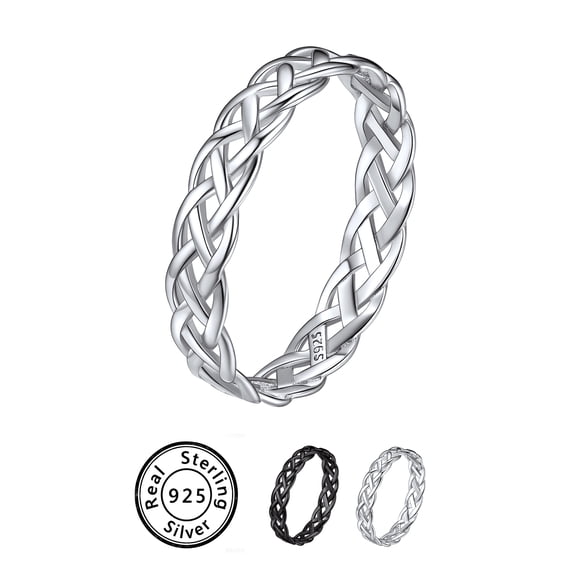 ChicSilver 925 Sterling Silver Celtic Knot Ring, Eternity Wedding Band for Women 4mm Hypoallergenic Promise Ring Birthday Anniversary Gift