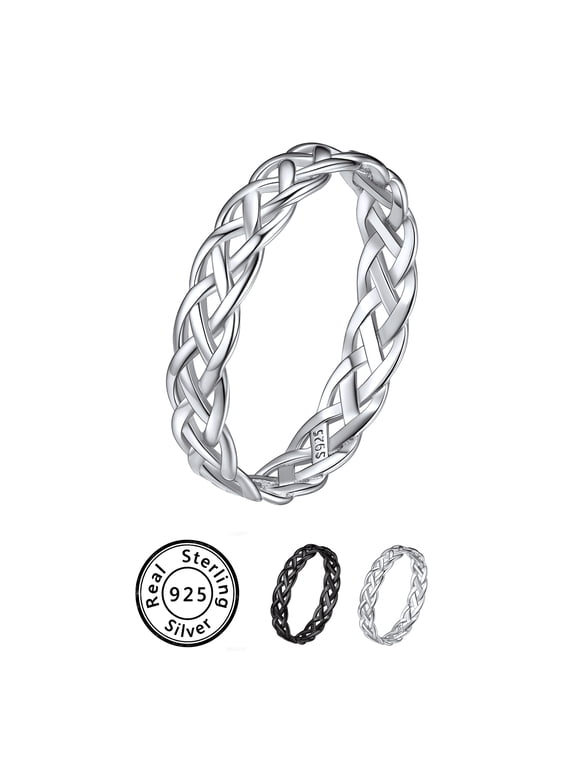 925 Sterling Silver Celtic Knot Ring, Eternity Wedding Band for Women 4mm Hypoallergenic Promise Ring Birthday Anniversary Gift
