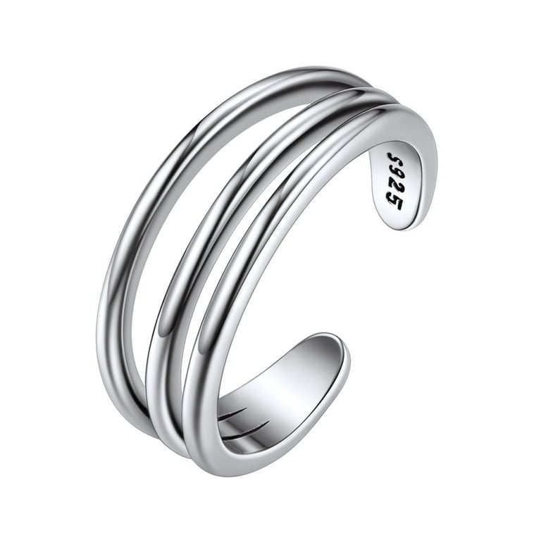 ChicSilver Sterling Silver 3 Row Simple Toe Ring 925 Silver