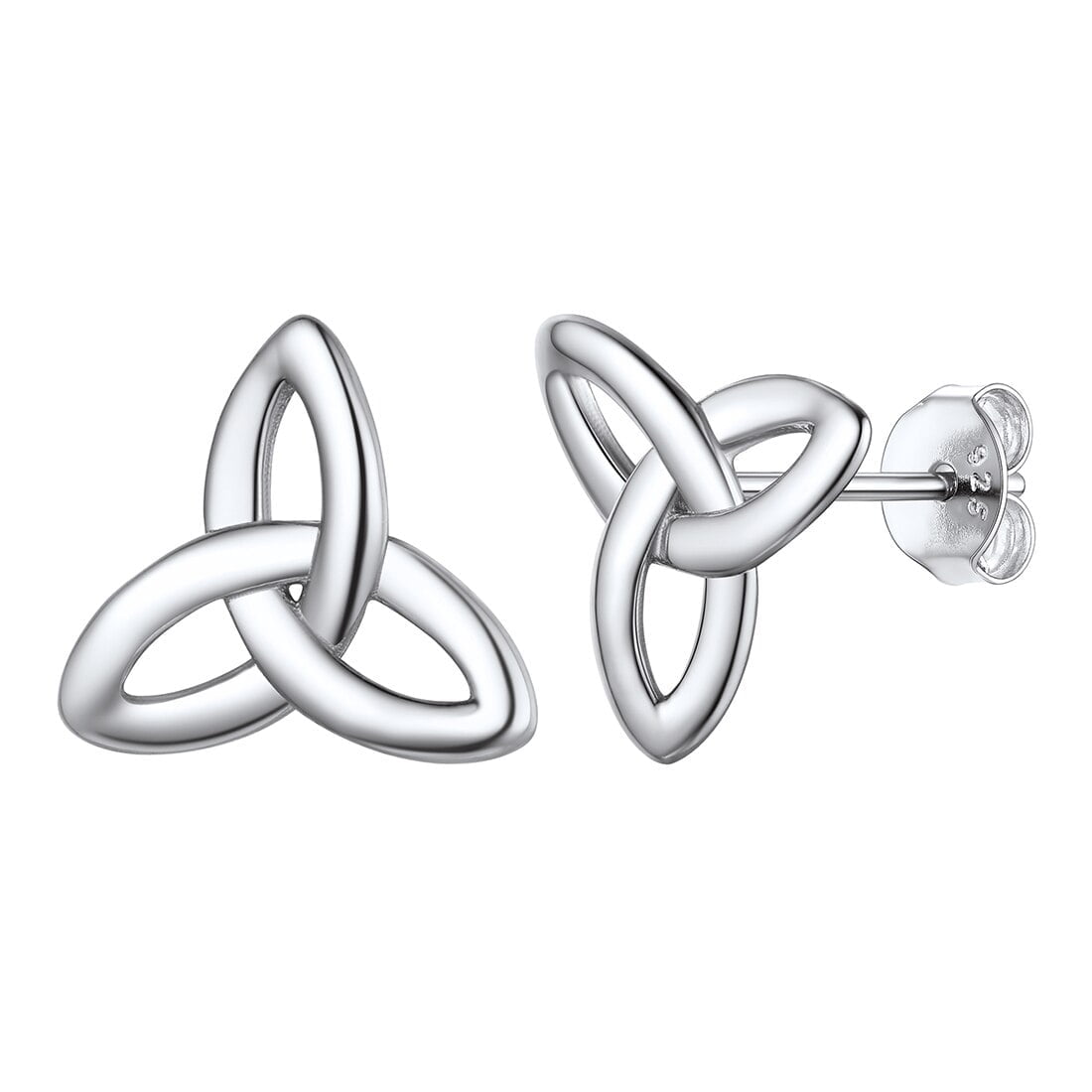 Celtic Triquetra Trinity Knot Dangle Earrings - .925 Sterling Silver With 18k Gold Plated Accents