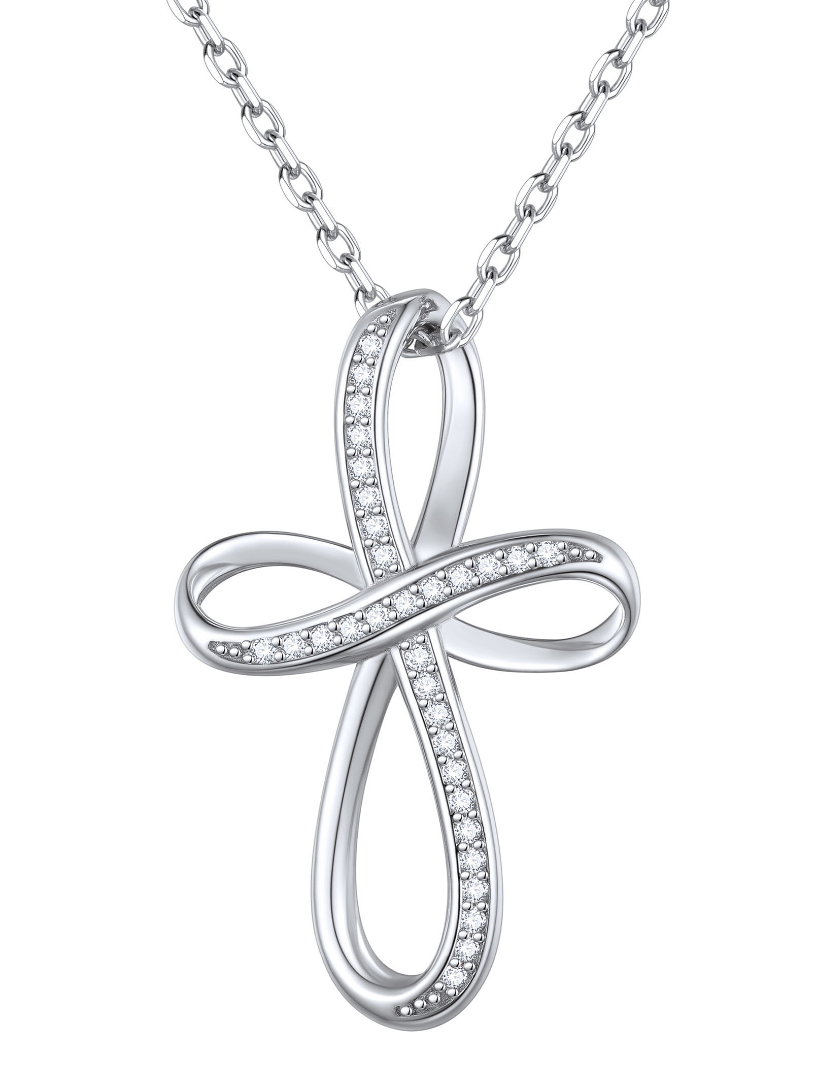 JewelonFire Sterling Silver A To Z Initial Cutout Heart Pendant Necklace, White