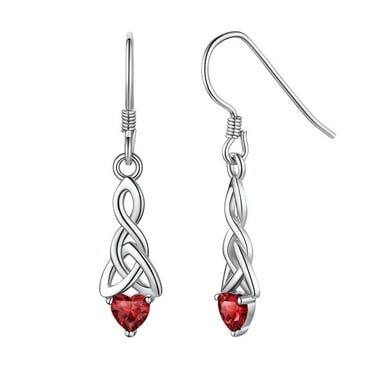ChicSilver 925 Sterling Silver BirthStone Earrings for Women Jewelry Celtic Knot Dangle Earrings Cubic Zirconia Earring Birthday Christmas Anniversary Gifts