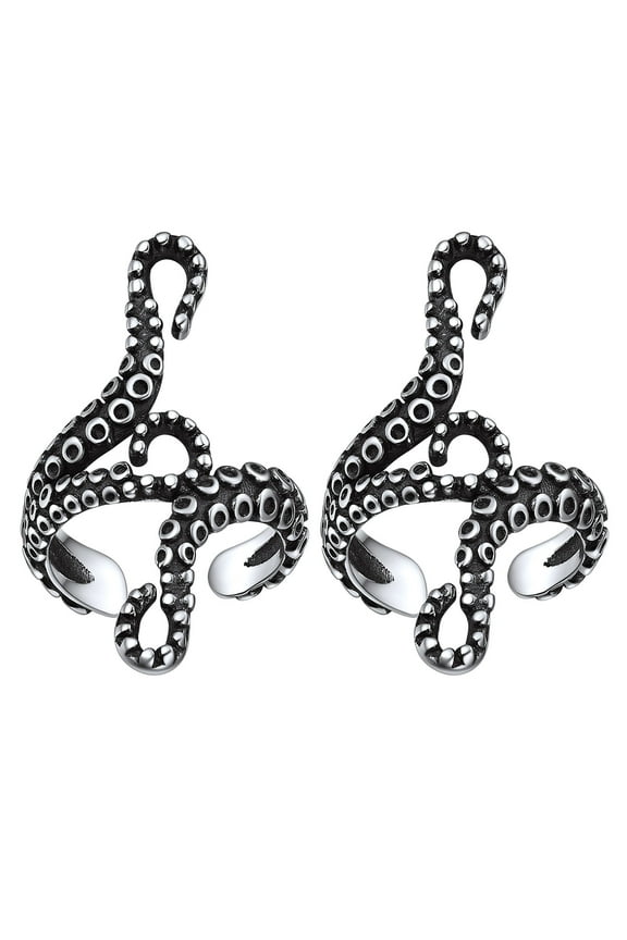 Sterling Silver Ear Cuff for Women Octopus Tentacle Earrings Non Piercing Earrings Hypoallergenic Gothic Halloween Jewelry
