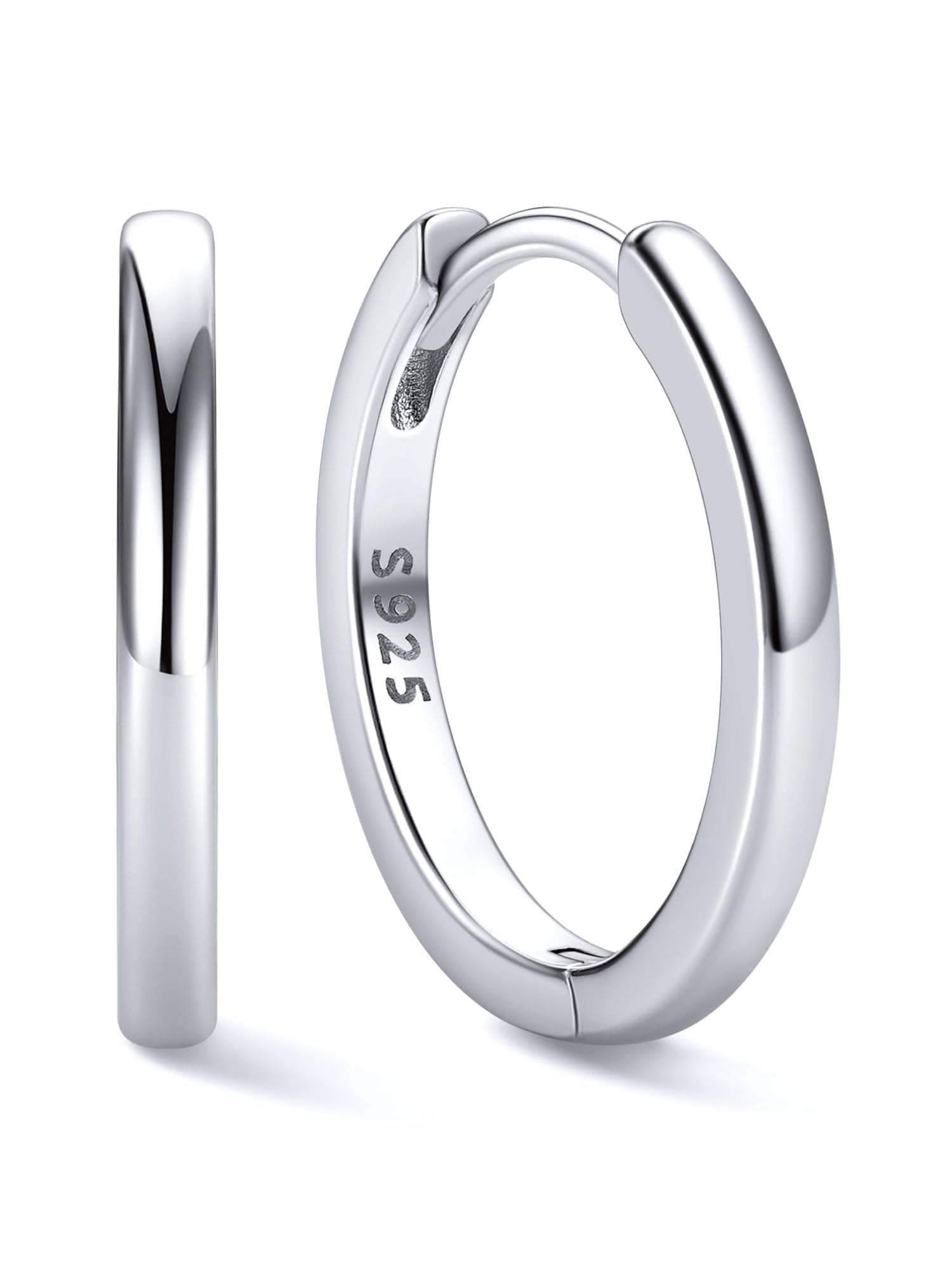 ChicSilver Hypoallergenic 925 Sterling Silver Huggie Hoop Earrings Lightweight Small Hoop Earrings for Women Silver 14MM