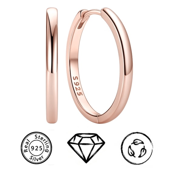 ChicSilver Hoop Earrings for Women 925 Sterling Silver Rose Gold Plated Earring for Girlfriend Wife, Anniversary Birthday Christmas Valentines Mothers Day Gifts Jewelry for Her