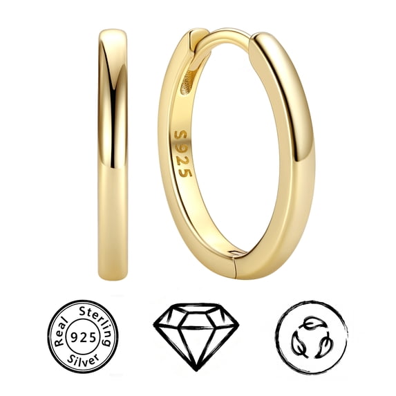 ChicSilver 14K Gold Plated Hoop Earrings for Women, 14/16/18/20MM Classic Gold Plated Hoops, Lightweight Round Earrings, Everyday Fashion Jewelry