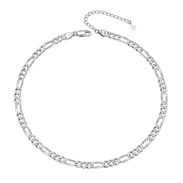 ChicSilver Silver Chain for Women Choker Shiny & Strong Sterling Silver Figaro Chain Necklaces 5mm 14 Inch