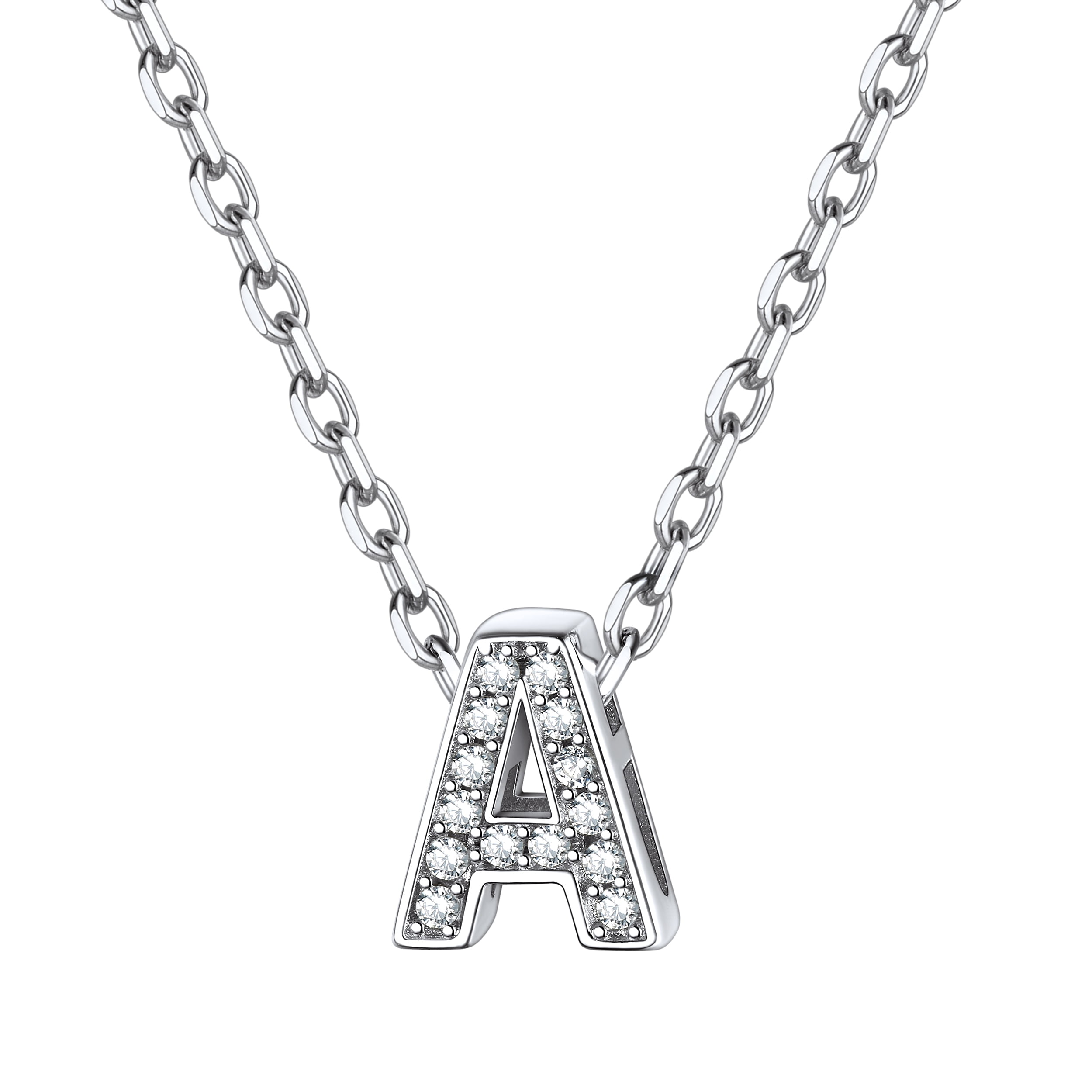 ChicSilver Sterling Silver Initial Necklace for Women Girls Cubic