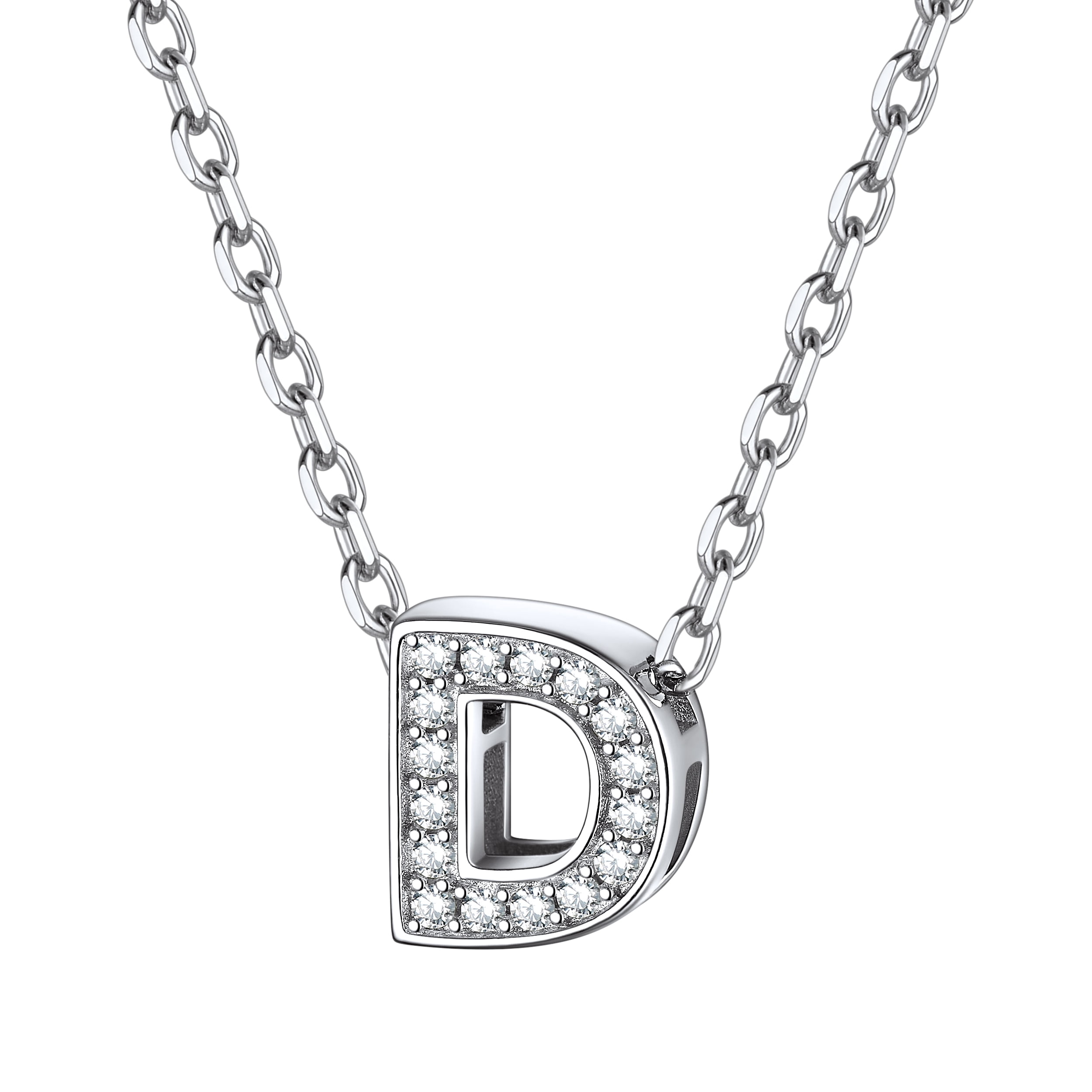 ChicSilver Sterling Silver Initial Necklace for Women Girls Cubic