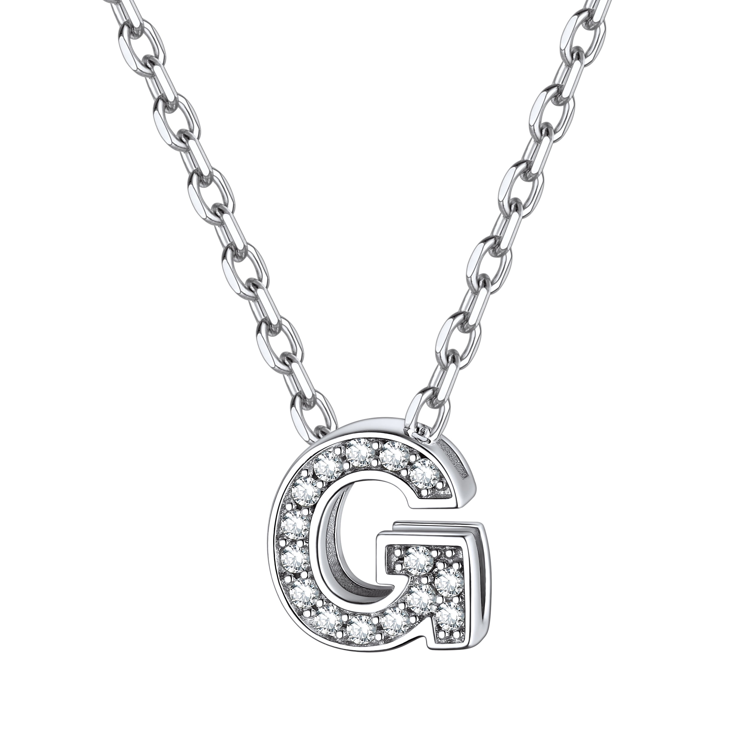 ChicSilver Sterling Silver Initial Necklace for Women Girls Cubic