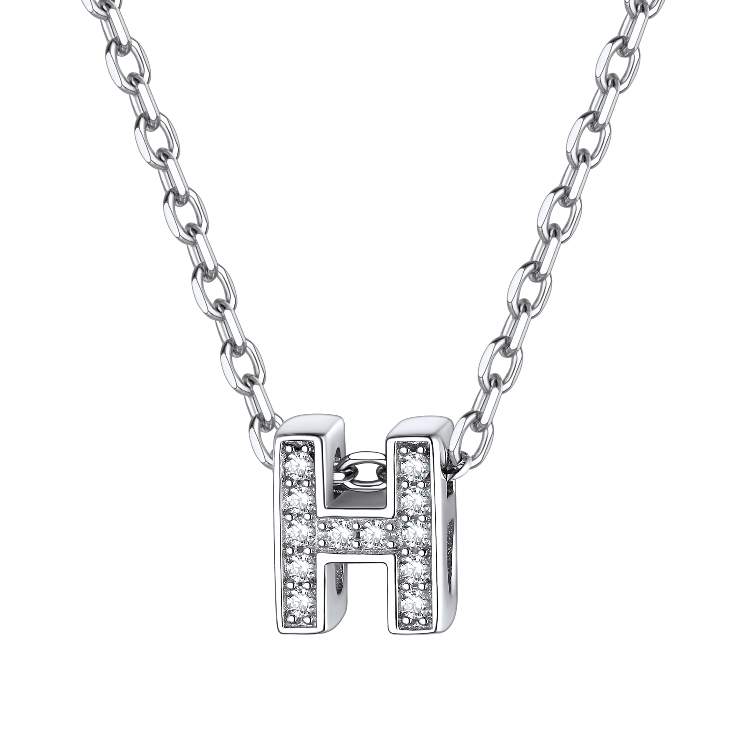 ChicSilver Sterling Silver Initial Necklace for Women Girls Cubic