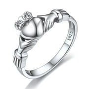 CHICSILVER Sterling Silver Irish Claddagh Promise Fashion Ring for Women Unisex Size 4