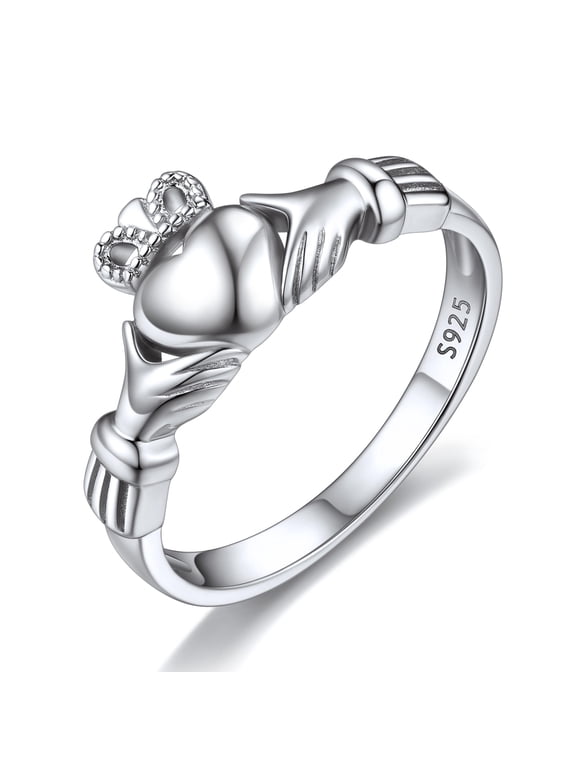 Sterling Silver Irish Claddagh Promise Fashion Ring for Women Unisex Size 5
