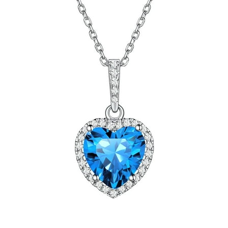 ChicSilver Birthstone Heart Women Necklaces, 925 Sterling Silver Birthstone Pendant Necklace, Adjustable Chain Gift Box, 12 Months Jewellery Valentines Gift for Her Wife Mom Birthday Wedding