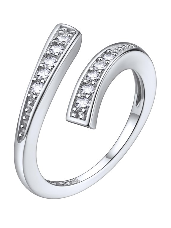 Sterling Silver Toe Rings for Women Adjustable Cute CZ Toe Rings Open Band Hawaiian Beach Summer Foot Jewelry for Women