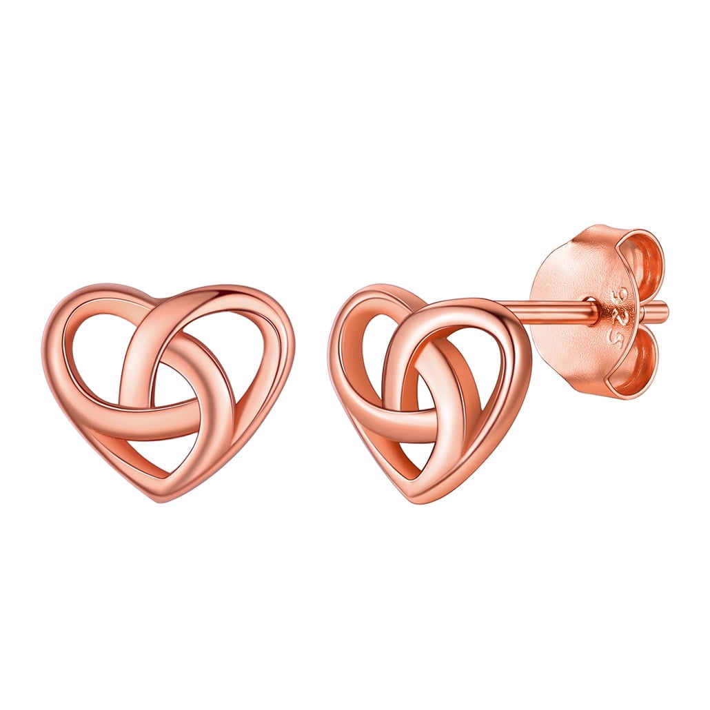 ChicSilver Tiny Irish Celtic Knot Stud Earrings for Women 925 Sterling Silver Heart Jewelry Gift for Her