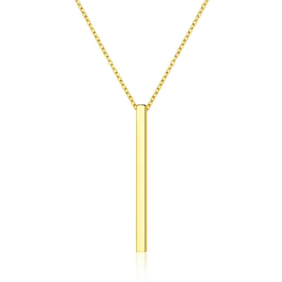 ChicSilver Vertical Bar Necklace Sterling Silver Dainty Long Necklace 14k Gold Plated Y-Shaped Pendant Necklace Jewelry for Women Gift