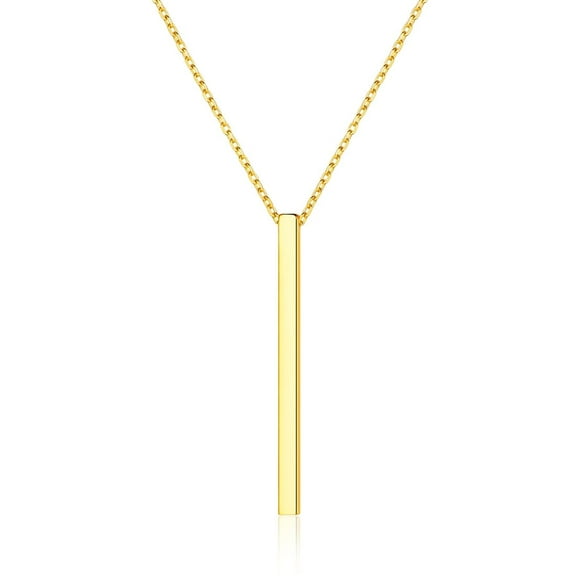 ChicSilver Vertical Bar Necklace Sterling Silver Dainty Long Necklace 14k Gold Plated Y-Shaped Pendant Necklace Jewelry for Women Gift