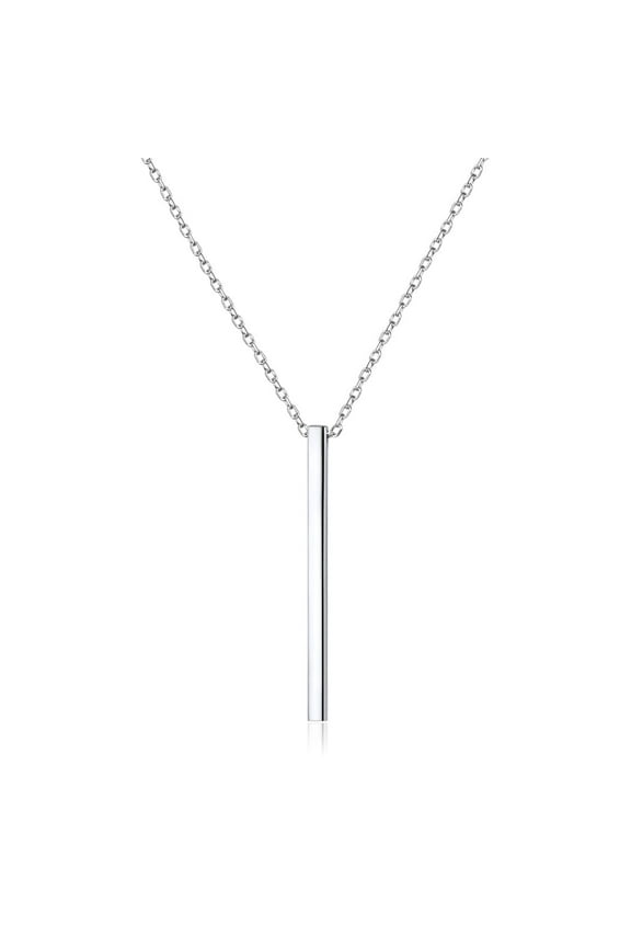 Vertical Bar Necklace Sterling Silver Dainty Long Necklace Y-Shaped Pendant Necklace Jewelry for Women Gift
