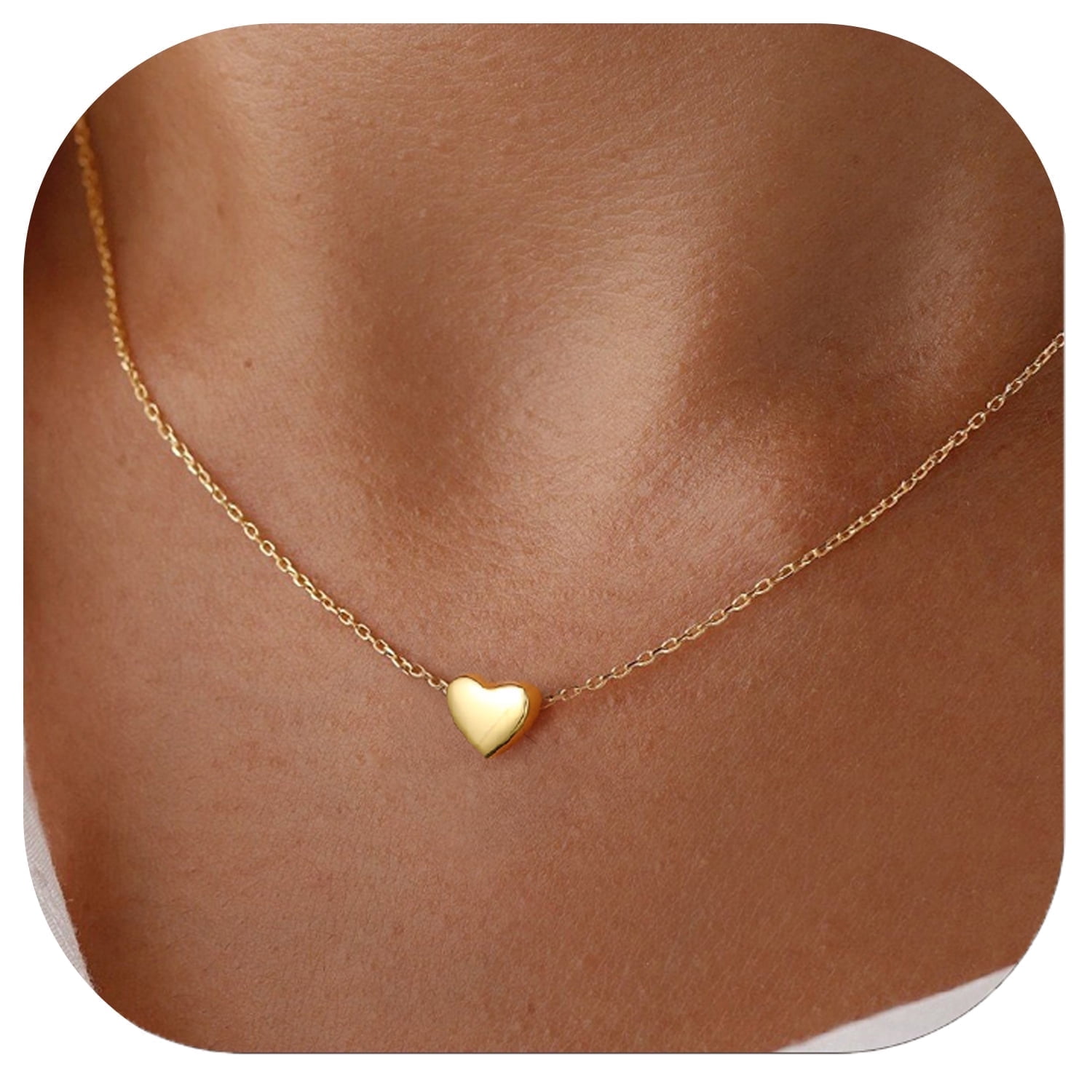 ChicSilver 925 Sterling Silver Heart Pendant Necklaces 14K Gold Plated Dainty Jewelry Valentines Mother's Day Gifts for Women Mom Wife