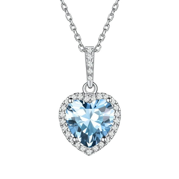 ChicSilver Birthstone Heart Women Necklaces, 925 Sterling Silver Birthstone Pendant Necklace, Adjustable Chain Gift Box, 12 Months Jewellery Valentines Gift for Her Wife Mom Birthday Wedding