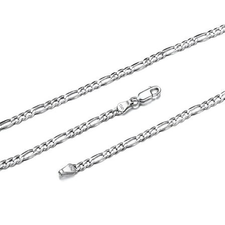 ChicSilver 925 Sterling Silver Figaro Link Chains for Women Men Italian Solid Silver Necklaces 3mm Diamond Cut Smooth & Sturdy Women's Chains Necklace