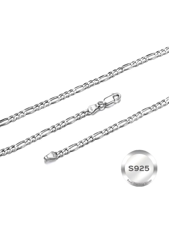 3mm Italian Silver Chain for Men Women Figaro Link Mens Chain 925 Sterling Silver Chains for Men Necklace 20 Inch
