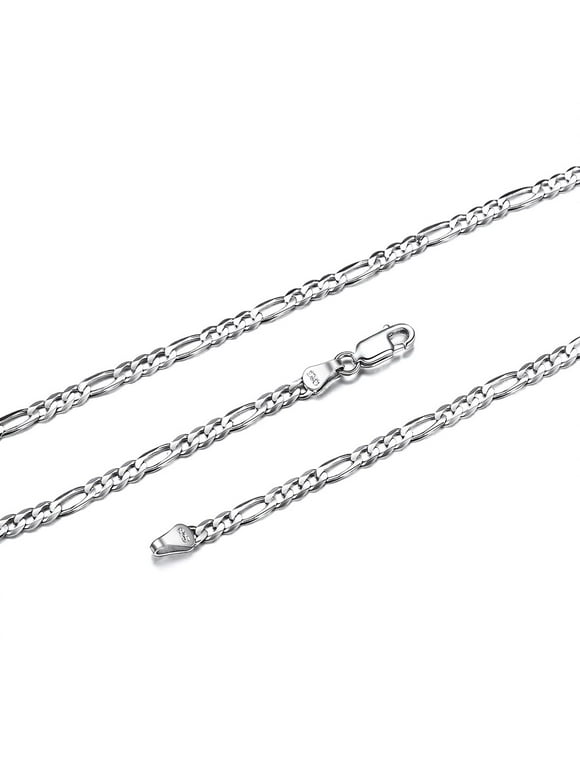 ChicSilver Women Mens Necklace Figaro Chain Necklace 2.8mm, Solid 925 Sterling Silver Figaro Link Chain Boys Jewellery 20 Inches