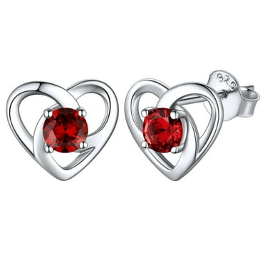 ChicSilver Celtic Knot Heart Birthstone Earrings January Birthstone Earrings Studs 925 Sterling Silver Jewelry Anniversary Birthday Christmas Valentines Day Gifts for Women Wife