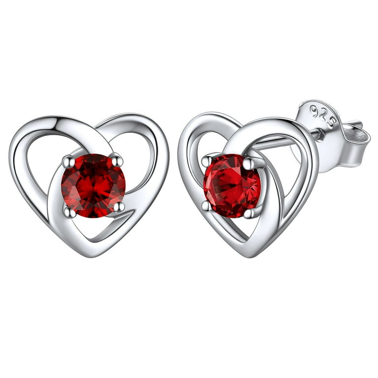 Sterling Silver 4mm Heart Birthstone Post Earrings Sterling Silver 4mm Heart Birthstone Post Earrings