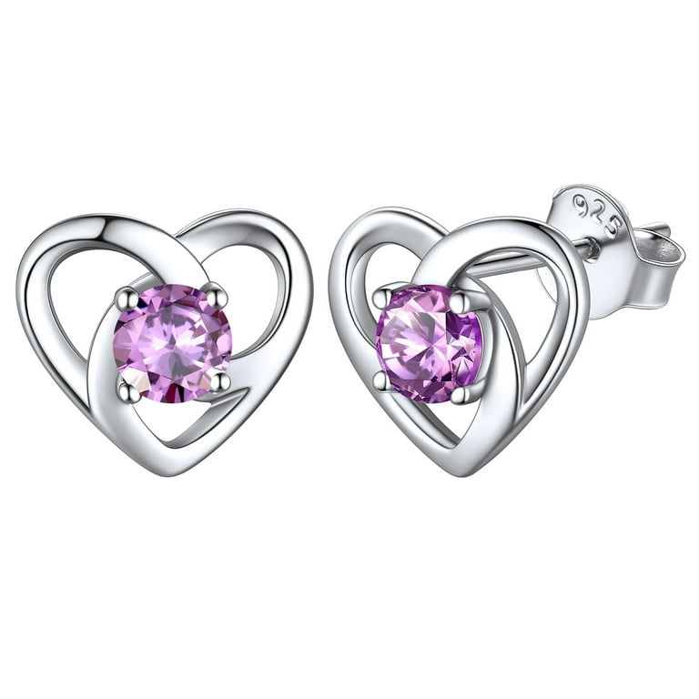 Sterling Silver 4mm Heart Birthstone Post Earrings Sterling Silver 4mm Heart Birthstone Post Earrings
