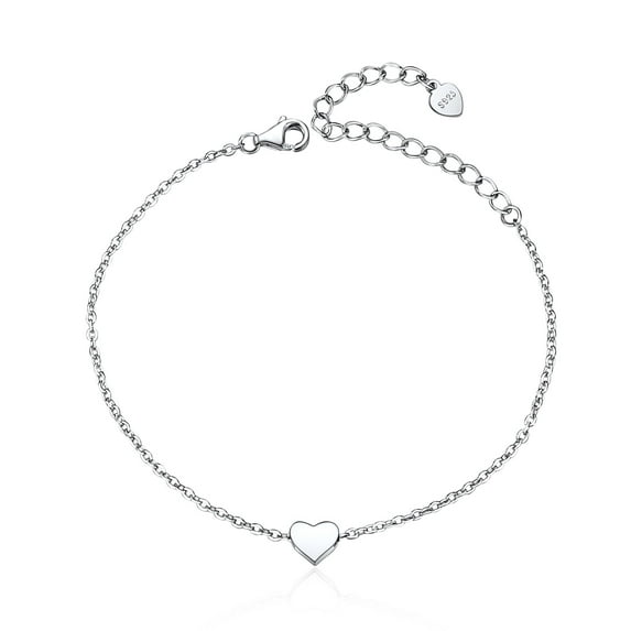ChicSilver Womens 925 Sterling Silver Heart Charm Bracelet, 6.3" + 2" Extender