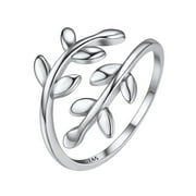 ChicSilver Women's 925 Sterling Silver Adjustable Leaf Ring, Stackable Knuckle Wrap Open Design