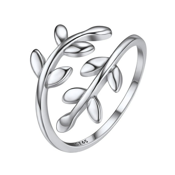 ChicSilver Women's 925 Sterling Silver Adjustable Leaf Ring, Stackable Knuckle Wrap Open Design