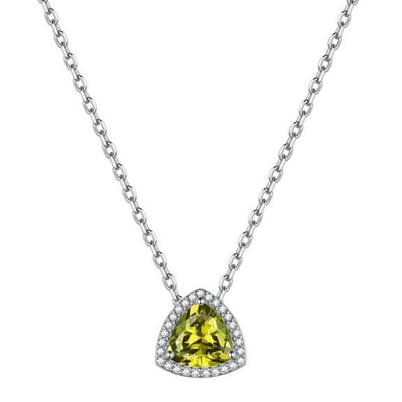 ChicSilver 925 Sterling Silver Birthstone Necklaces for Women Triangle CZ Charm Pendant Valentines Anniversary Birthday Gift for Her