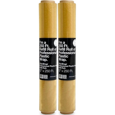 ChicWrap (2 Pack) 12" x 250' Professional Grade Plastic Wrap Refillable Roll.