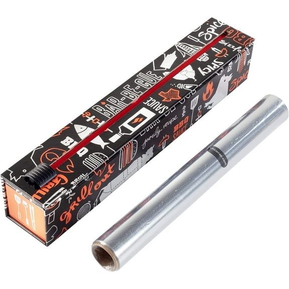 ChicWrap BBQ Grill Foil Refillable Dispenser with 12" x 30' Roll of Heavy Duty Professional Grade Aluminum Foil