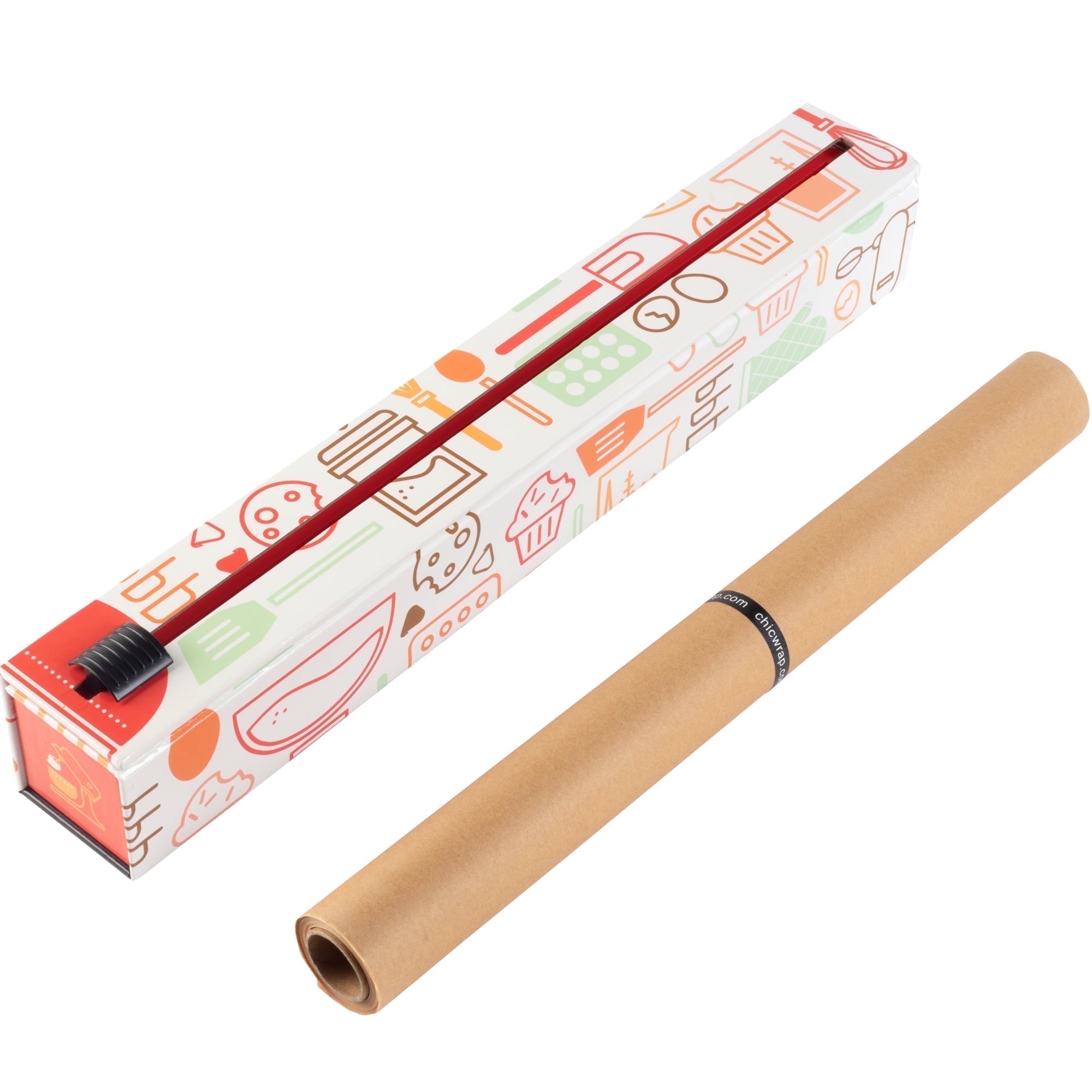ChicWrap Baker's Tools Parchment Paper Refillable Dispenser with 15" x 33' (42 Sq. Ft.) Roll of Culinary Grade Parchment Paper