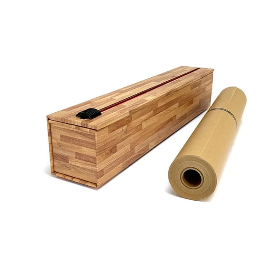 ChicWrap Butcher Block Parchment Dispenser - Refillable Parchment Paper System with Slide Cutter, Non-Slip Base and 15" x 205' Roll of Culinary Grade Parchment Paper