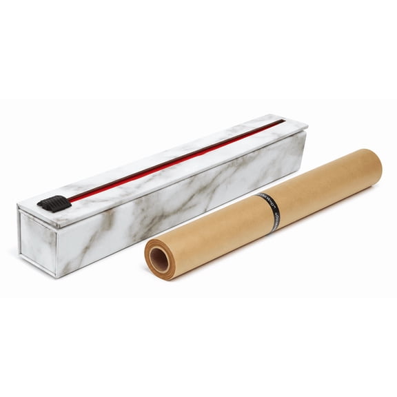 ChicWrap Carrara Marble Parchment Paper Refillable Dispenser with 15" x 33' (42 Sq. Ft.) Roll of Culinary Grade Parchment Paper