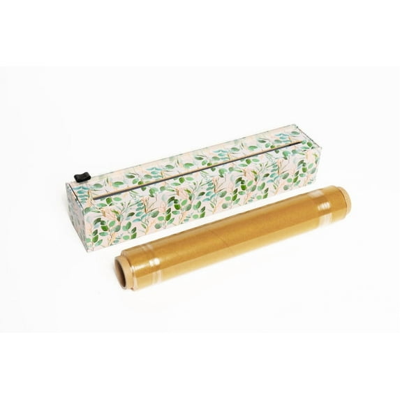 ChicWrap Eucalyptus Plastic Wrap Refillable Dispenser with 12" x 250' Roll of Professional Grade Plastic Wrap