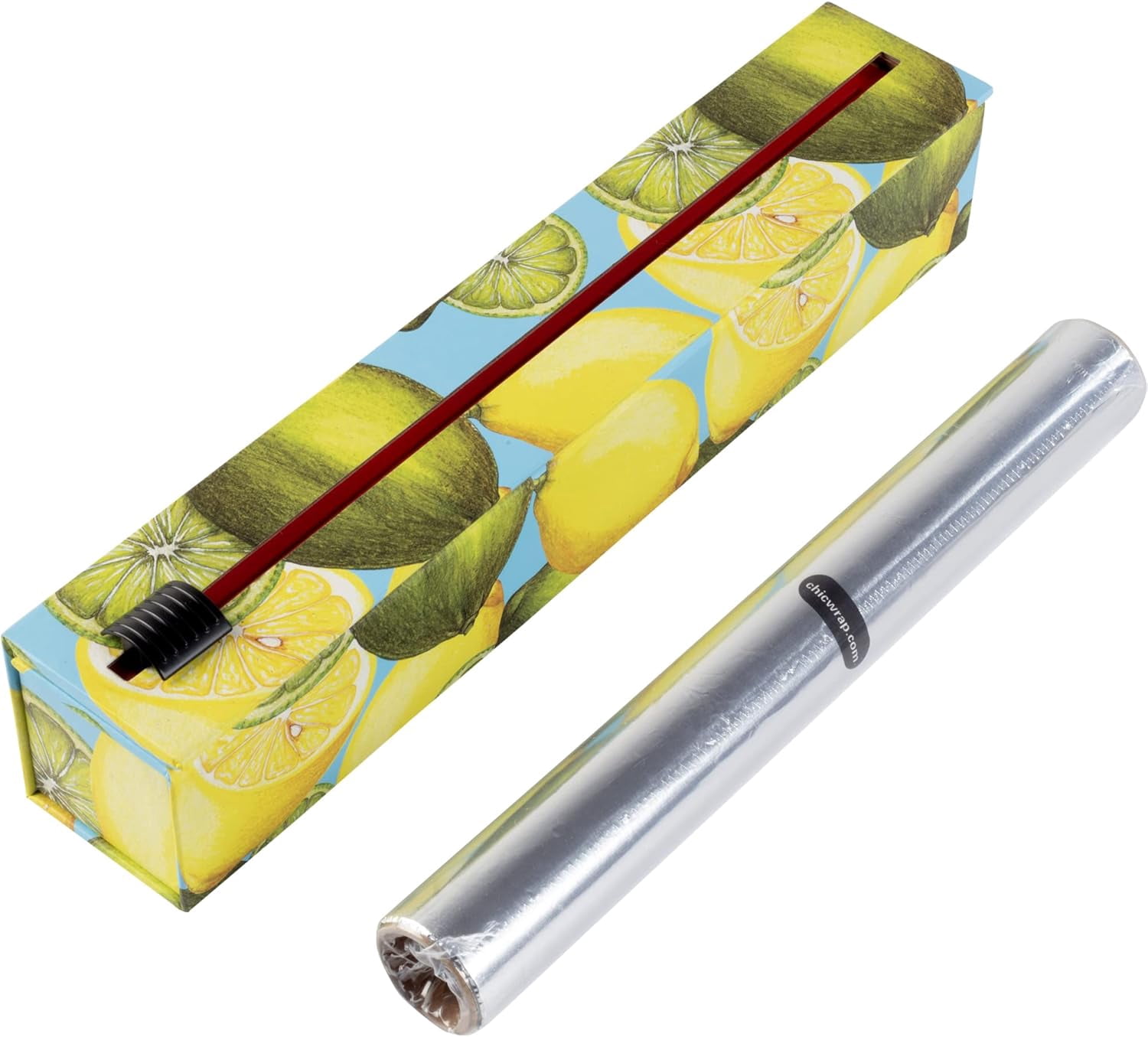 ChicWrap Lemon Foil Dispenser - Refillable Foil System with Slide Cutter, Non-Slip Base,  12" x 30'  Roll of Heavy Duty Professional Grade Aluminum Foil