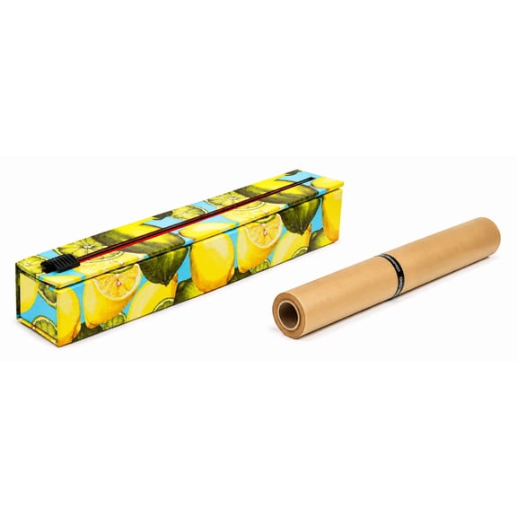 ChicWrap Lemon Parchment Paper Refillable Dispenser with 15" x 33' (42 Sq. Ft.) of Culinary Grade Parchment Paper