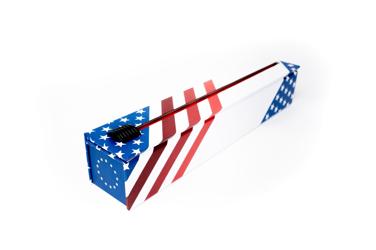ChicWrap Red, White & Blue Foil Dispenser - Refillable Foil System with Slide Cutter, Non-Slip Bottom and 12" x 30' Refill Roll of Heavy Duty Professional Grade Aluminum Foil