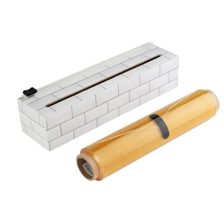 ChicWrap Subway Tile Plastic Wrap Refillable Dispenser with 9" x 250' Roll of Professional Grade Plastic Wrap