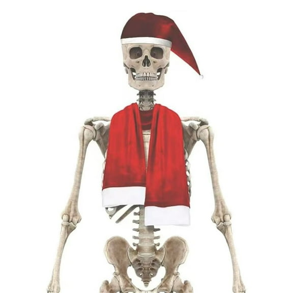 ChicYu 12FT Giant Skeleton Santa Claus Costume Set Festive Holiday Decor with Santa Hat Scarf Realistic Design Weather-proof for Outdoor Yard Porch Halloween Christmas