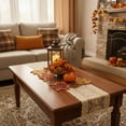 thumbnail image 1 of ChicYu 16.93in/33.46in Sizes Thanksgiving Embroidered Autumn Leaf Table Runner Hollow Out Design Adds Festive Vibe Suitable for Autumn Table Decor, 1 of 7