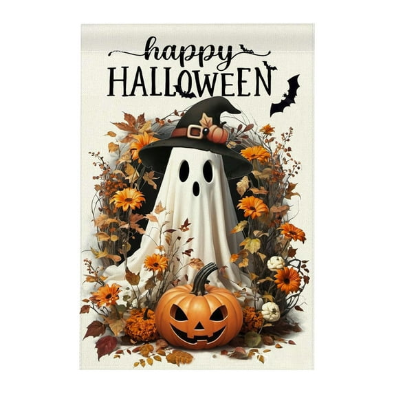 ChicYu 17.7x11.8 Inch Halloween Garden Flags Ghost Flags Suitable for Halloween Garden Decoration Hangs in Gardens for Outdoor Halloween Decor