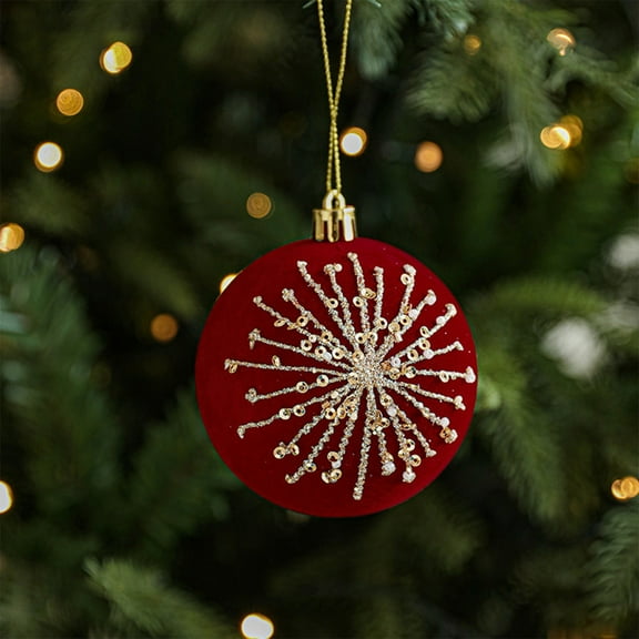 ChicYu 1Pc 3.15n Flocked Christmas Ball Set Hanging Ornaments Festive Color Design Lightweight Easy to Hang for Christmas Tree Holiday Decor